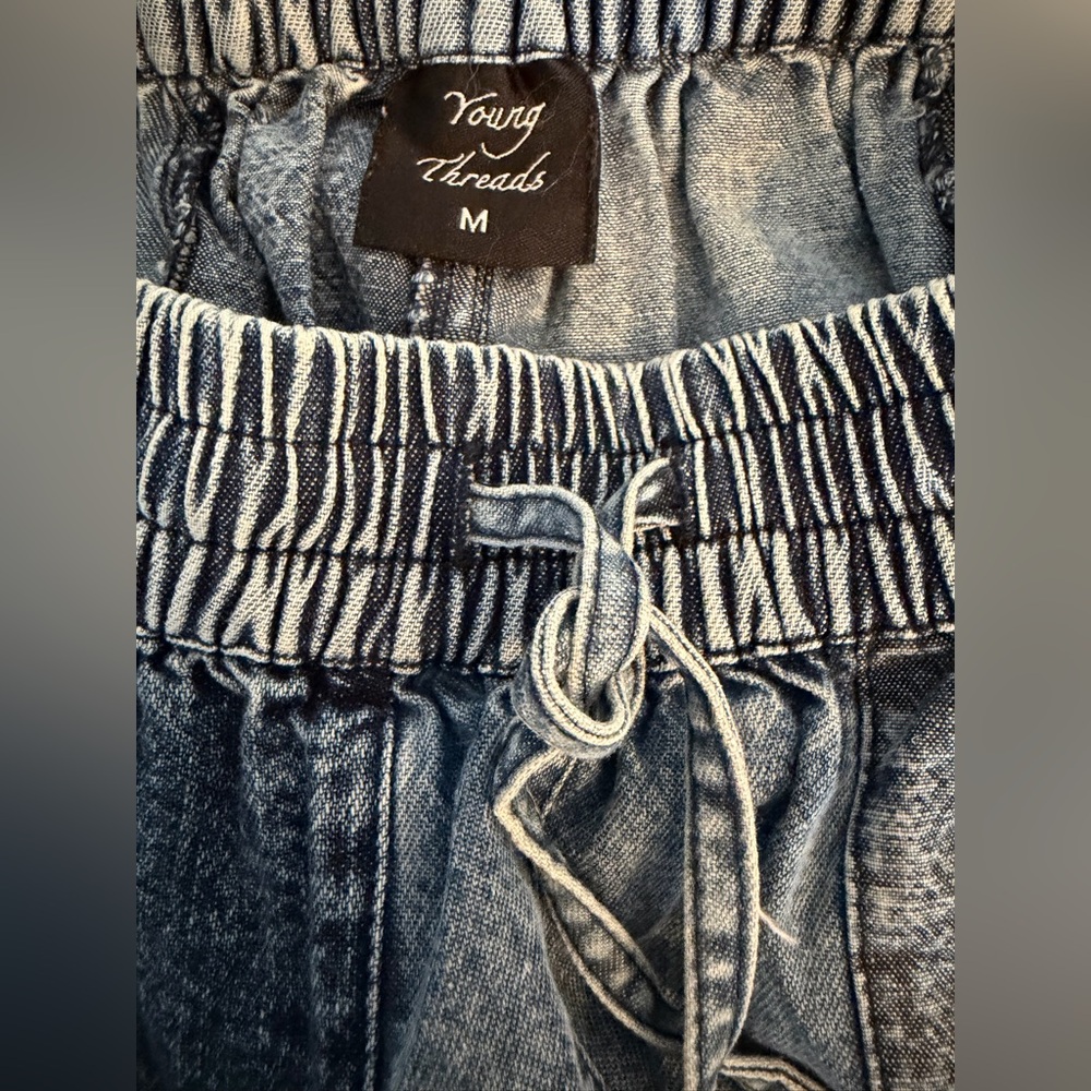 ✨ Young Threads Patchwork Wide Leg Pants Boho Tie… - image 5